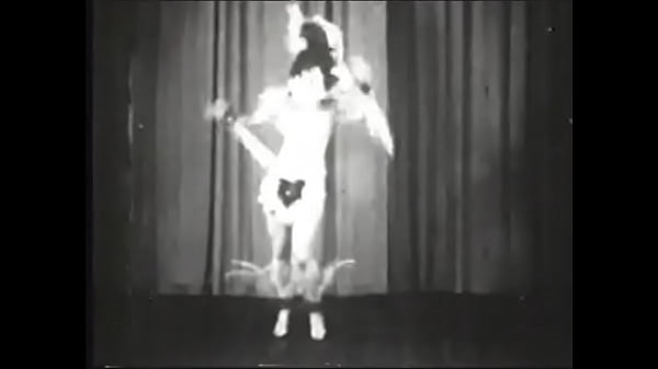 Vintage Brunette Flashing Her Hairy Beaver on Stage