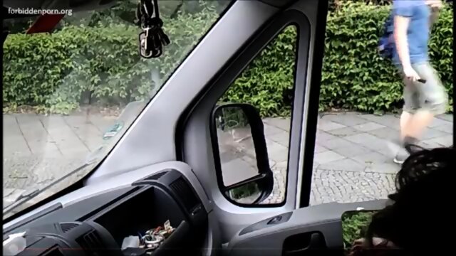 Van Sex: MILF's Hairy Pussy Gets a Teen Euro Treat