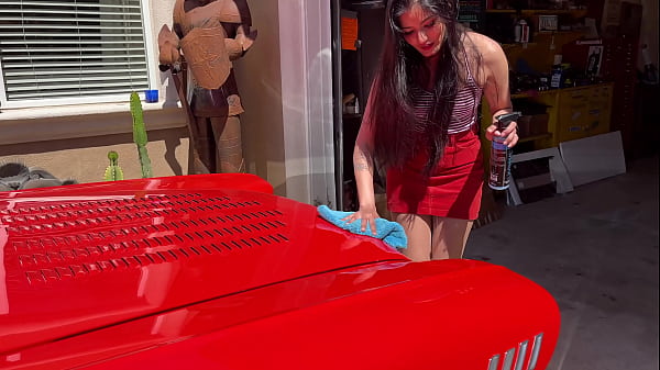 Cherry Red Ride Gets a Wet Wash